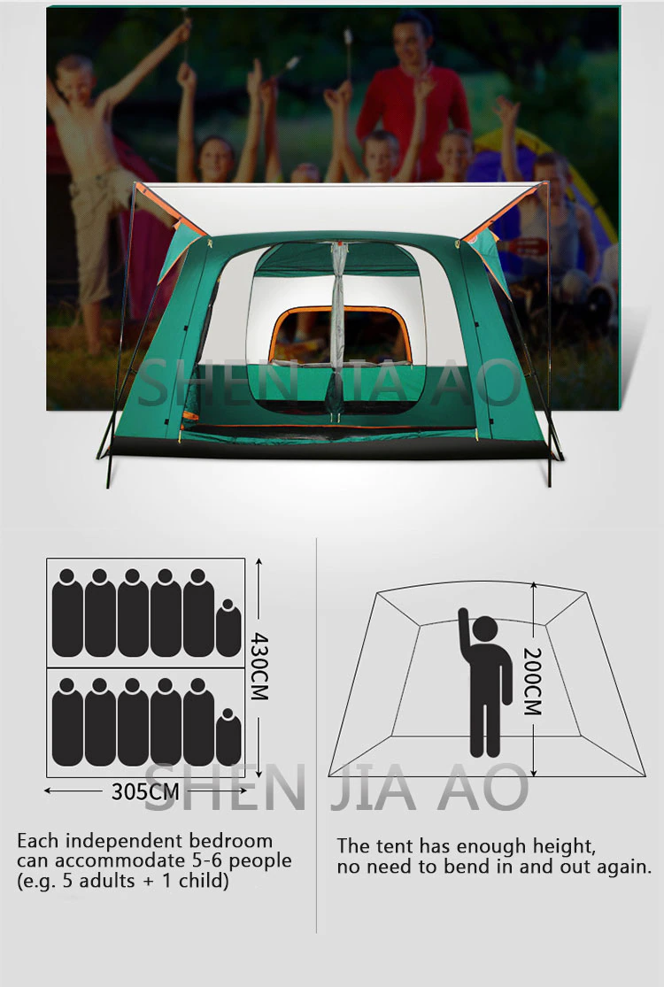 Cheap Goat Tents Outdoor Double Deck Two Bedrooms And Four Seasons Camping Waterproof Tent 8